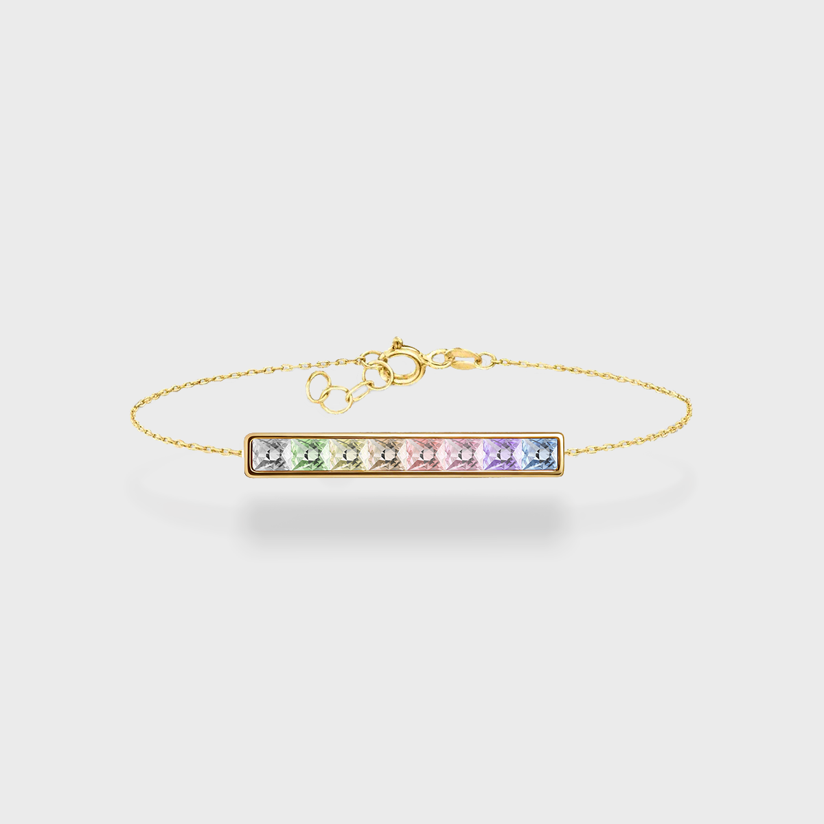 Gradient Rainbow Crystal Bar Bracelet
