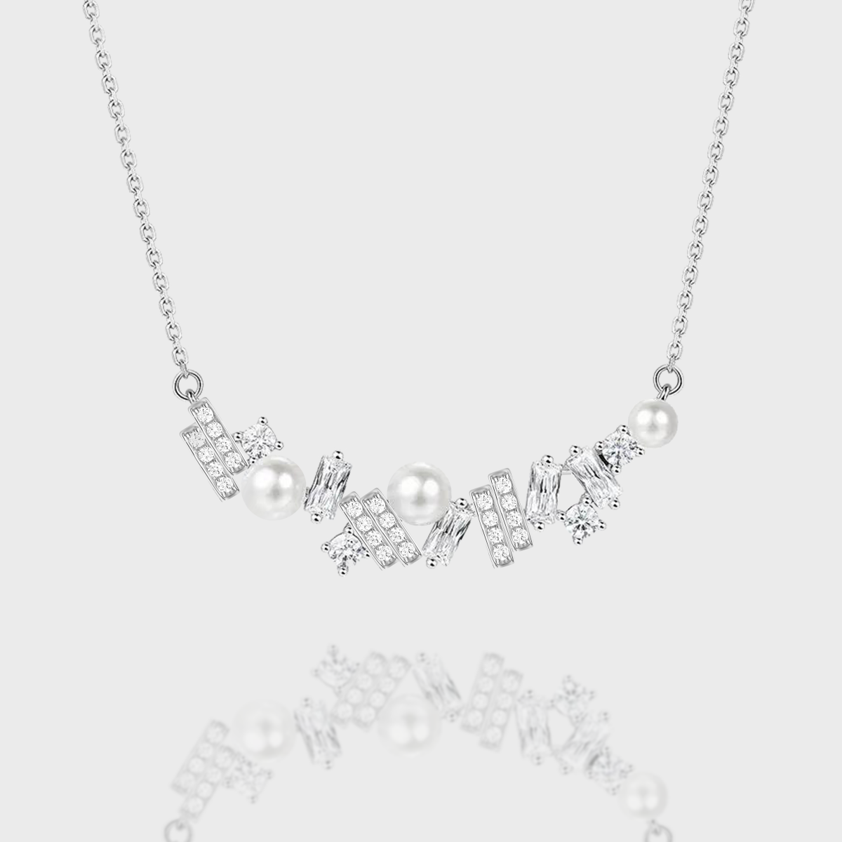 Geometric Mixed-Stone Pearl Necklace