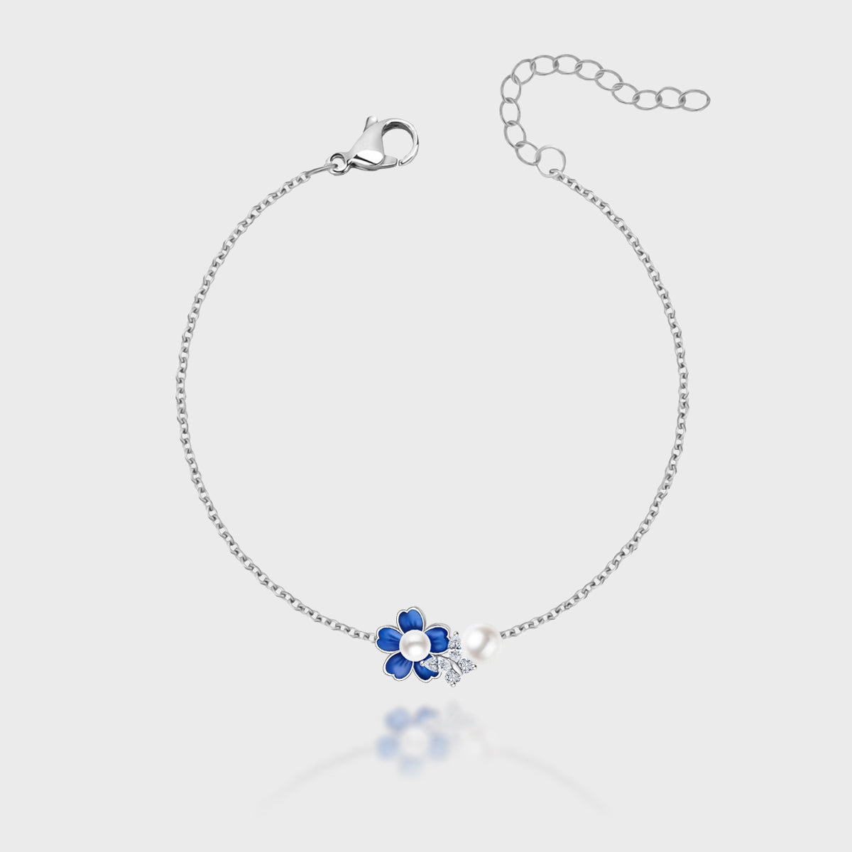 Enamel Pearl Flower Bracelet