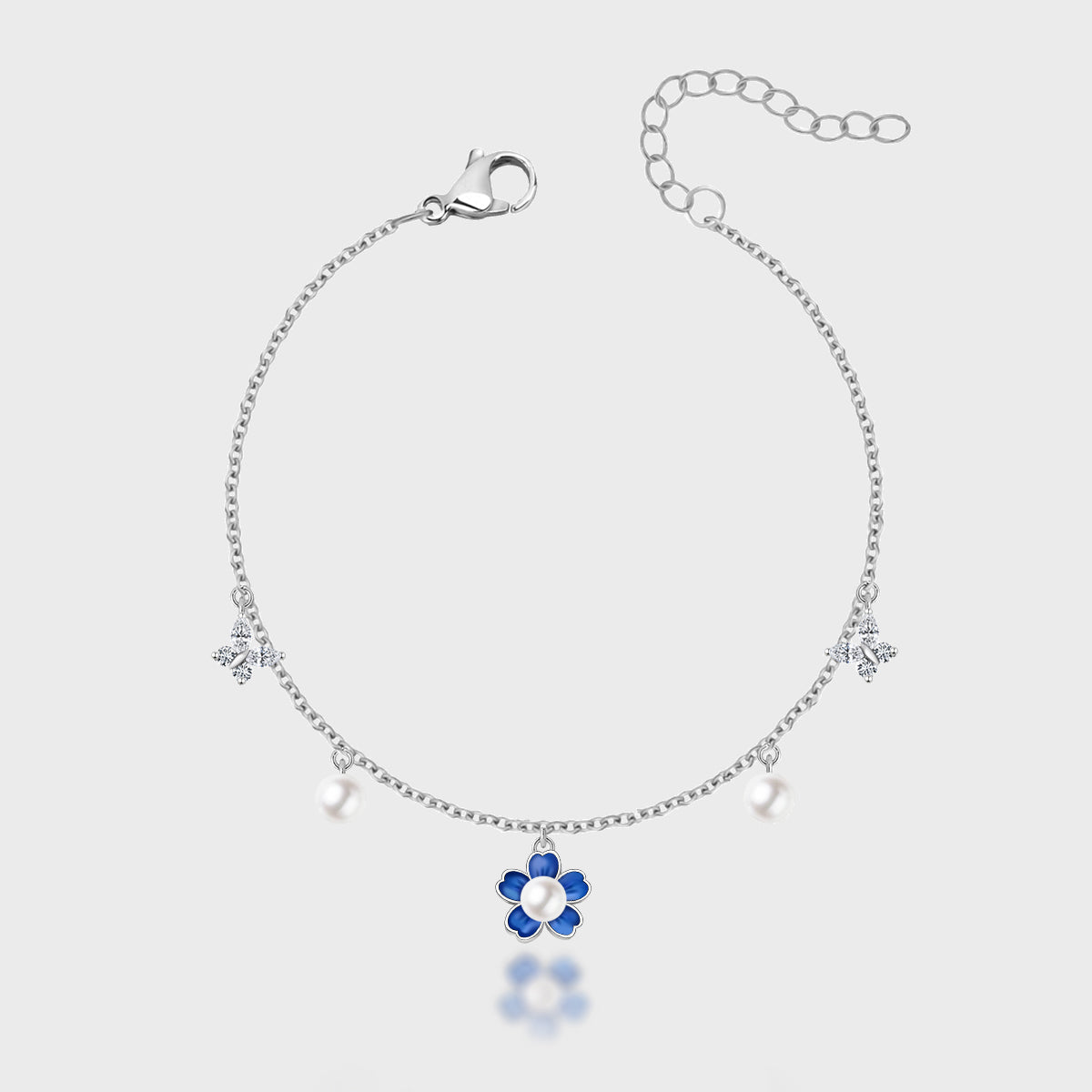 Enamel Pearl Flower Bracelet