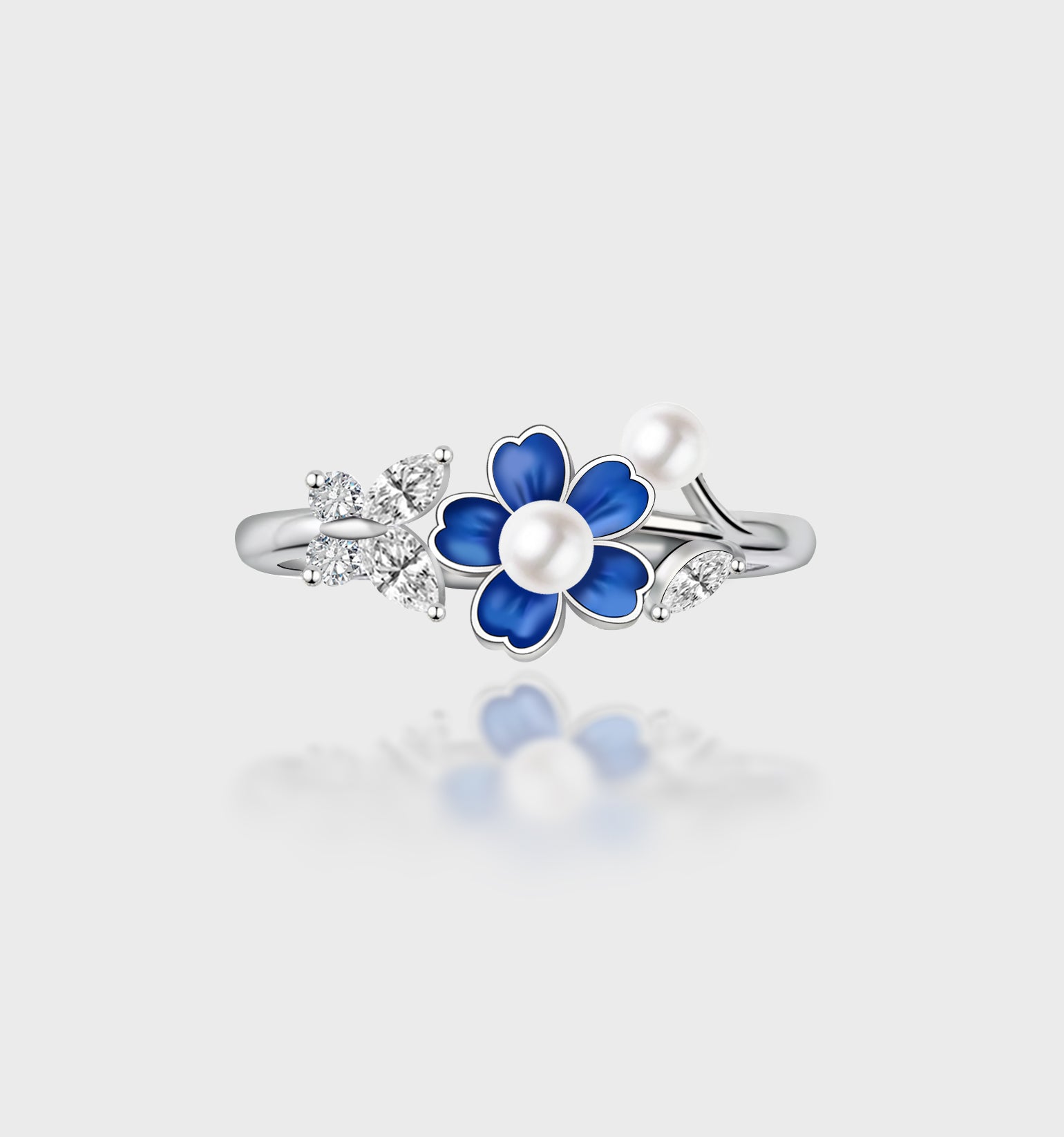 Enamel Pearl Flower Ring